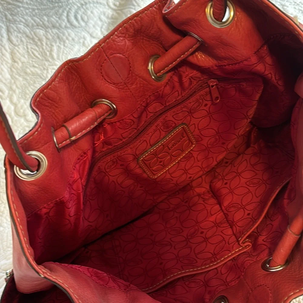 Fossil Light Rust Leather Satchel Hobo Bag